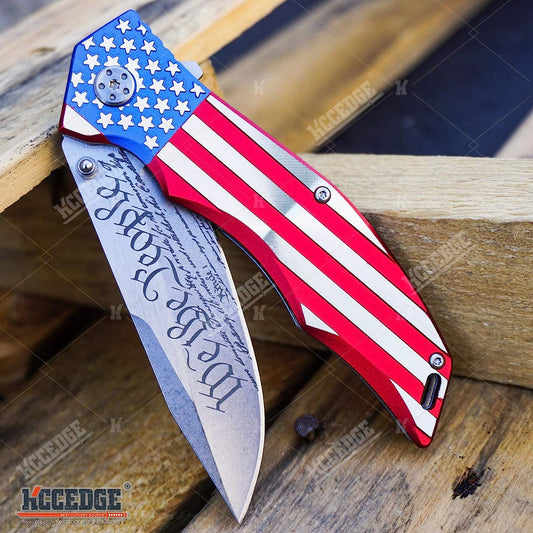 KCCEDGE American Flag Folding Pocket Knife